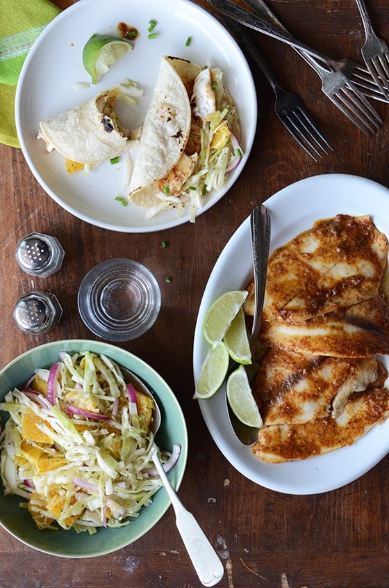 Tilapia Fish Tacos Recipe with Cabbage Slaw - An Edible Mosaic™