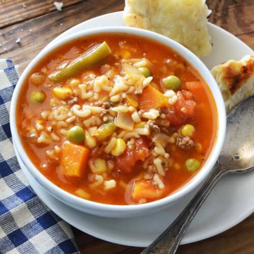 Vegetable Beef Alphabet Soup - An Edible Mosaic™