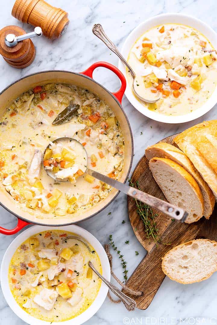 Easy Creamy New England Fish Chowder Recipe - An Edible Mosaic™