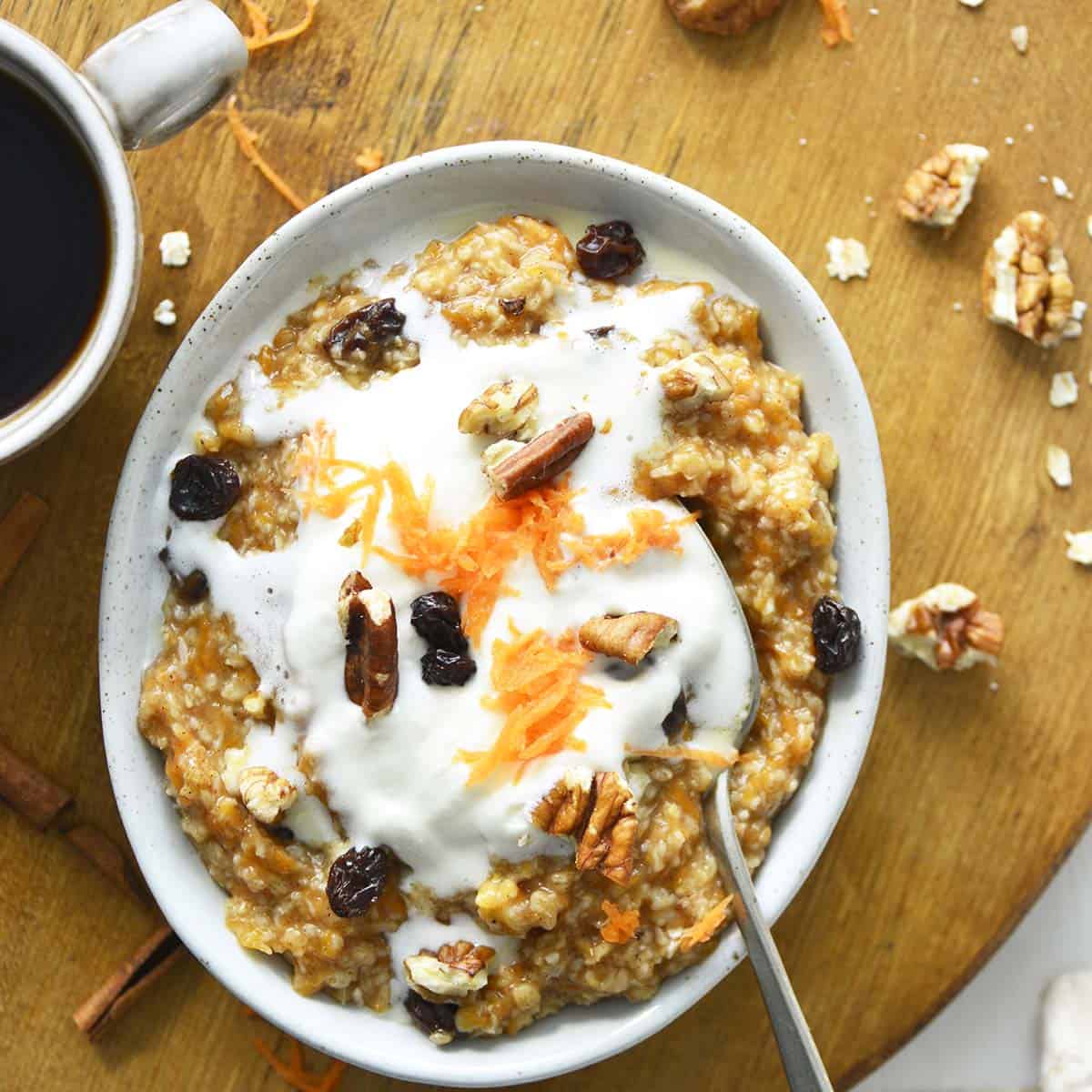 Easy Carrot Cake Oatmeal Recipe in Less Than 10 Minutes - An Edible Mosaic™