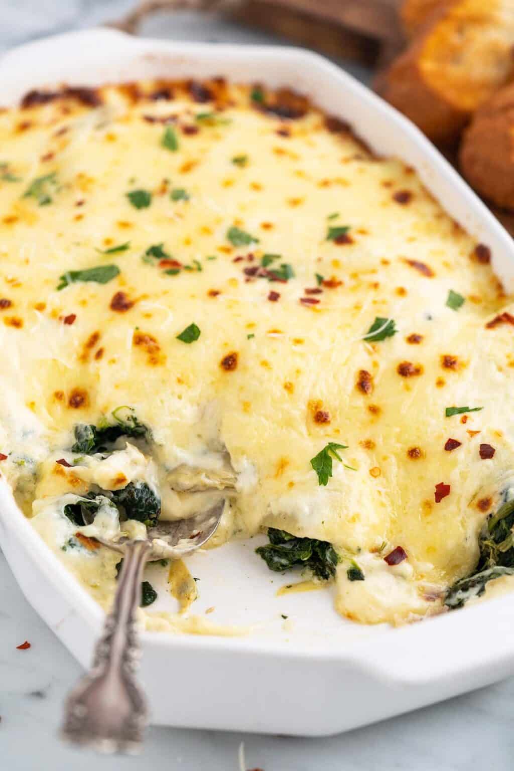 Spinach Artichoke Chicken Casserole - An Edible Mosaic™