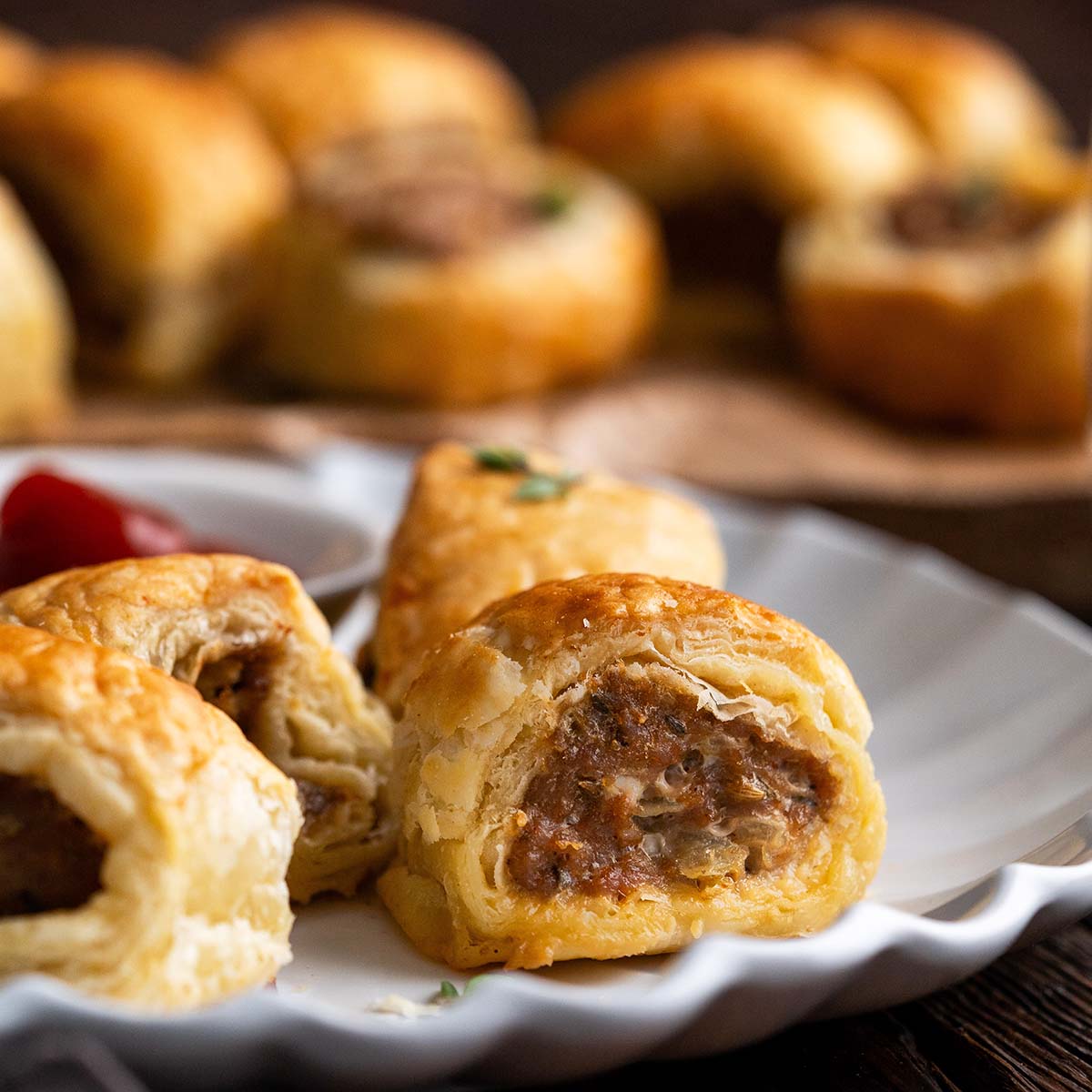 Easy Homemade Mini Sausage Rolls with Puff Pastry - An Edible Mosaic™